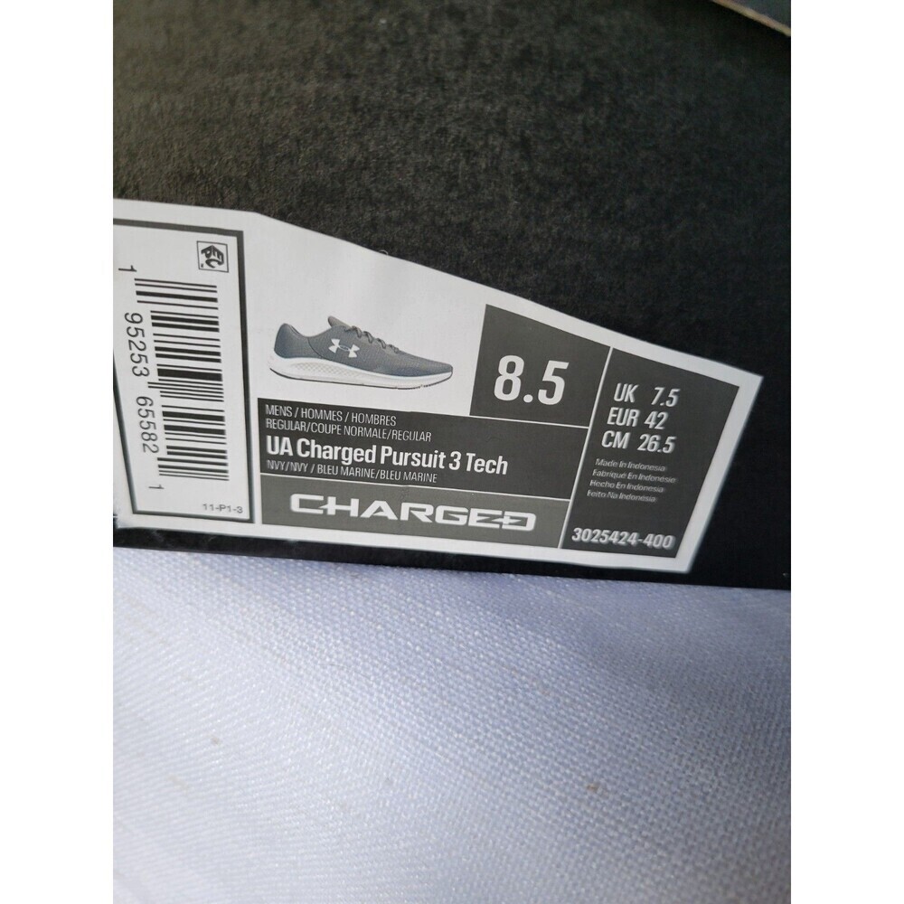 Under Armour Men's Charged Pursuit 3 Tech Navy White 3025424-400 Size 8.5 - Picture 9 of 9
